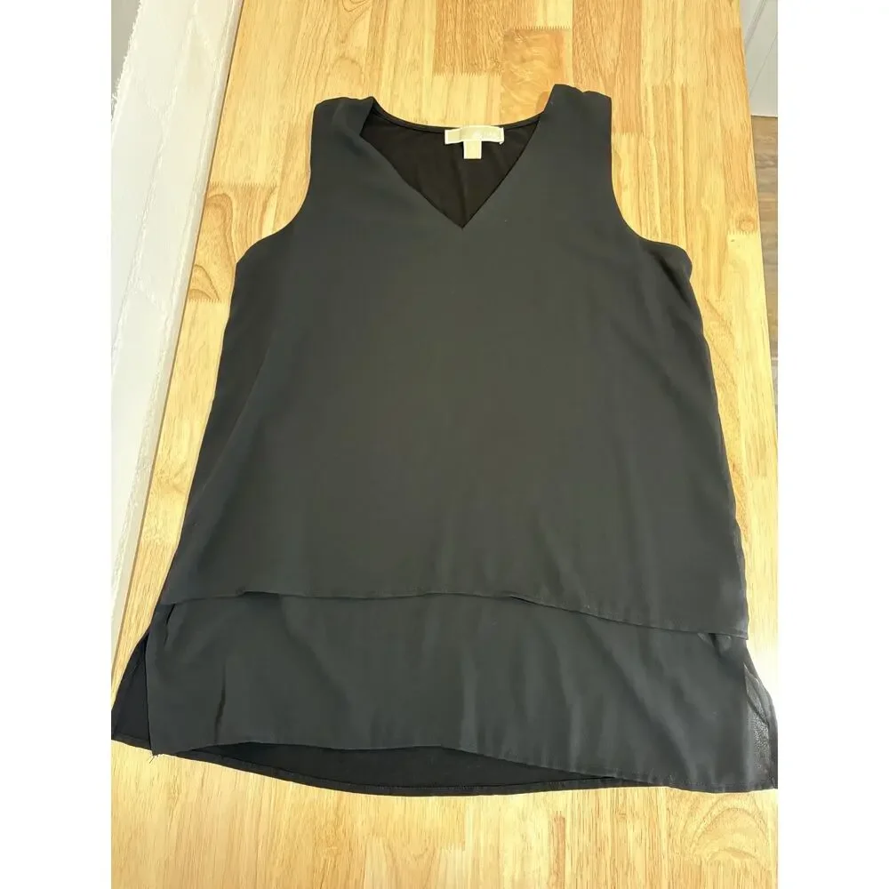 Elegant Michael Kors Black Semi-Sheer Sleeveless Blouse M